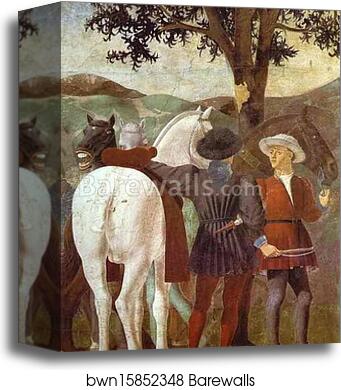 Legend of the True Cross: Adoration of the Wood. Detail by Piero Della Francesca, Canvas Print