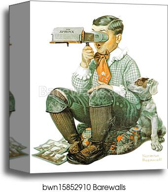 Boy with Stereoscope by Norman Rockwell, Canvas Print