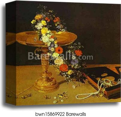 Still-Life with Flowers and Jewelry by Jan Brueghel The Elder, Canvas Print