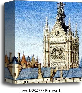 Les tr�s riches heures du Duc de Berry. June. Palais de la Cite and Sainte-Chapelle in Paris. Detail by Limbourg Brothers, Canvas Print Les tr�s riches heures du Duc de Berry. June. Palais de la Cite and Sainte-Chapelle in Paris. Detail by Limbourg Brothers, Canvas Print