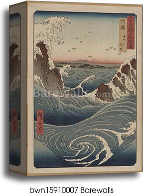 Naruto Whirlpools, Awa Province, from the series Views of Famous Places in the Sixty-Odd Provinces by Utagawa Hiroshige, Canvas Print
