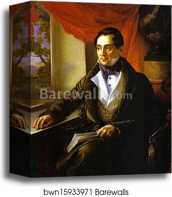 Portrait of P. N. Zubov by Vasily Tropinin, Canvas Print