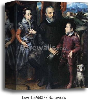 Portrait of Amilcare, Minerva and Asdrubale Anguissola by Sofonisba Anguissola, Canvas Print