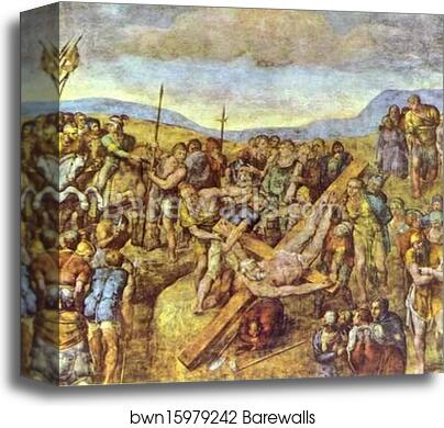 Crucifixion of Saint Peter by Michelangelo, Canvas Print