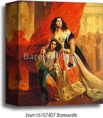 Portrait of Countess Yu. P. Samoilova and Her Ward Amacilia Pacini Leaving a Ball by Karl Brulloff, Canvas Print