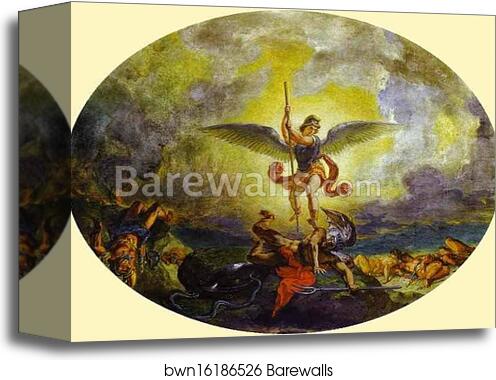 St. Michael Defeats the Devil by Eugène Delacroix, Canvas Print