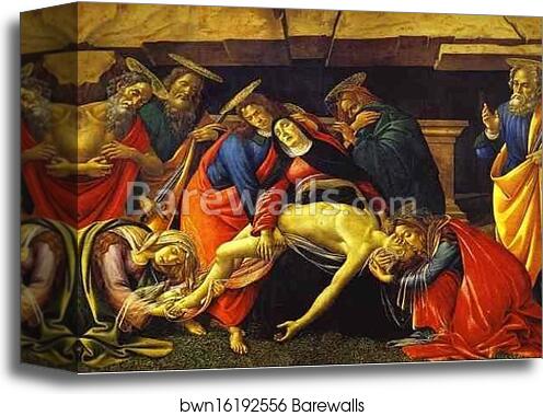 Lamentation over the Dead Christ with the Saints Jerome, Paul and Peter by Alessandro Botticelli, Canvas Print