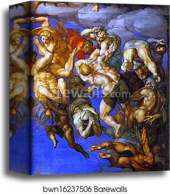 The Last Judgment. Detail by Michelangelo, Canvas Print