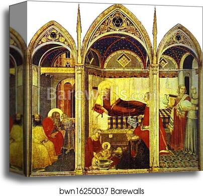 The Nativity of the Virgin by Pietro Lorenzetti, Canvas Print The Nativity of the Virgin by Pietro Lorenzetti, Canvas Print