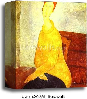 Jeanne Hébuterne in a Yellow Sweater by Amedeo Modigliani, Canvas Print