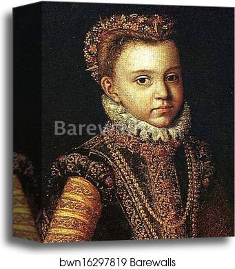 Portrait of the Infantas Isabella Clara Eugenia and Catalina Micaela. Detail by Sofonisba Anguissola, Canvas Print