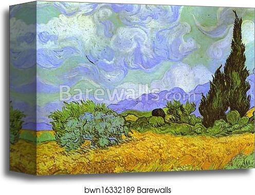 Wheat Field with Cypresses. Saint-Rémy by Vincent Van Gogh, Canvas Print