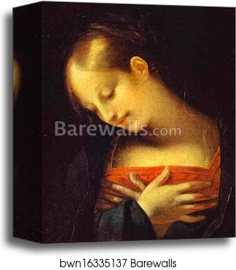 Head of the Virgin for Annunciation by Pierre-Paul Prud'Hon, Canvas Print