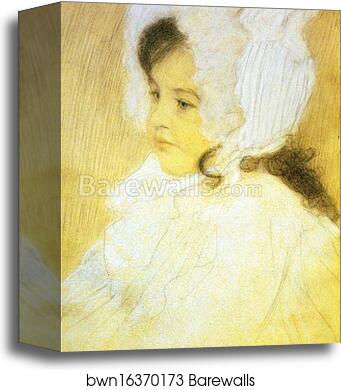 Portrait of a Girl by Gustav Klimt, Canvas Print