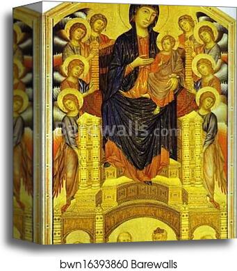 Madonna and Child Enthroned with Eight Angels and Four Prophets (Maestà) by Cimabue, Canvas Print