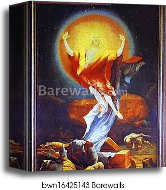 The Resurrection (view with the open wings) by Matthias Grünewald, Canvas Print