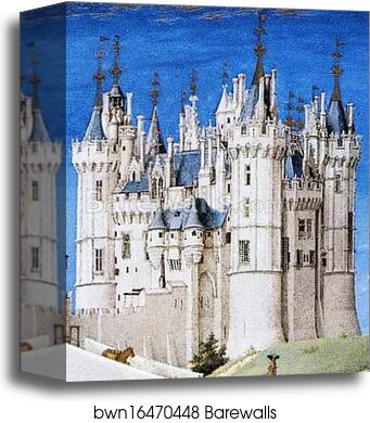 Les trÄ�s riches heures du Duc de Berry. September. Château de Saumur. Detail by Limbourg Brothers, Canvas Print
