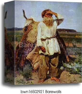 Old Man in His Vegetable Garden by Vasily Surikov, Canvas Print