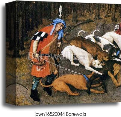 Les tr�s riches heures du Duc de Berry. December. Chateau de Vincennes. Detail by Limbourg Brothers, Canvas Print