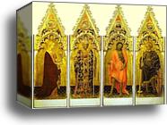 St. Mary Magdalene, St. Nicholas of Bari, St. John the Baptist, St. George. Side panels of the Quaratesi Polyptych by Gentile Da Fabriano, Canvas Print