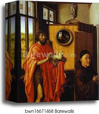 Heinrich von Werl and St. John the Baptist by Robert Campin (Master Of Flemalle), Canvas Print