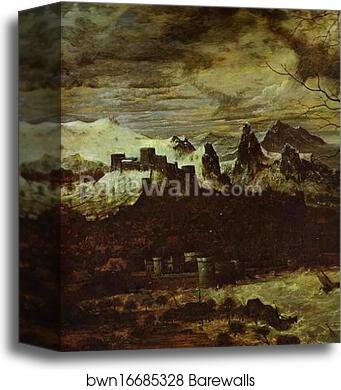 The Gloomy Day (February). Detail by Pieter Bruegel The Elder, Canvas Print