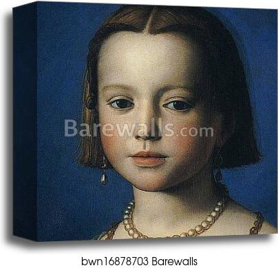 Portrait of Bia de'Medici. Detail by Agnolo Bronzino, Canvas Print