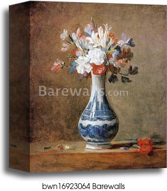 Flowerpiece: Carnations, Tuberoses and Sweet Peas by Jean-Baptiste-Simeon Chardin, Canvas Print