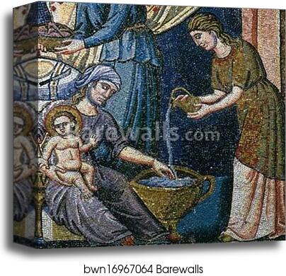 Nativity of the Virgin. Detail by Pietro Cavallini, Canvas Print