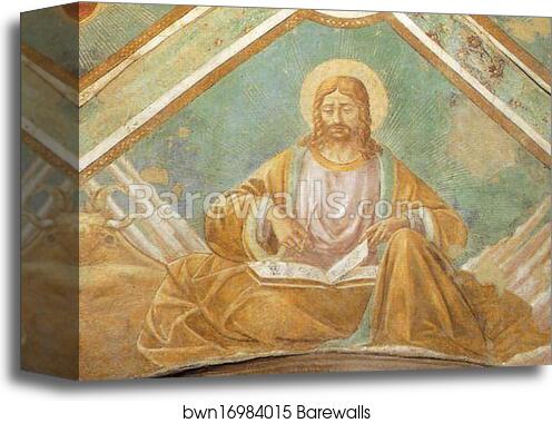 Tabernacle of the Madonna delle Tosse: Four Evangelists. Detail by Benozzo Gozzoli, Canvas Print Tabernacle of the Madonna delle Tosse: Four Evangelists. Detail by Benozzo Gozzoli, Canvas Print