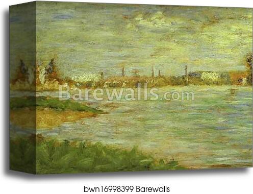 Two Banks (study for Bathers at Asnières) by Georges Seurat, Canvas Print