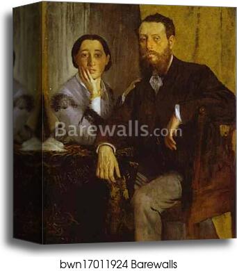 Portrait of Monsieur and Madame Edmondo Morbilli by Edgar Degas, Canvas Print