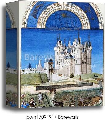 Les trÄ�s riches heures du Duc de Berry. September. Château de Saumur by Limbourg Brothers, Canvas Print