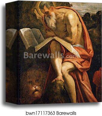 Saint Jerome in the Wilderness by Jacopo Robusti, Called Tintoretto, Canvas Print