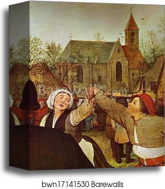 The Peasant Dance. Detail by Pieter Bruegel The Elder, Canvas Print