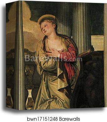 The Annunciation. Detail by Paolo Veronese, Canvas Print