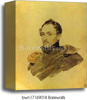 Portrait of Captain A. M. Kostinich by Karl Brulloff, Canvas Print
