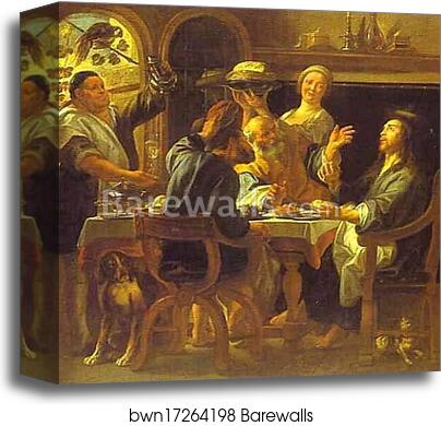 The Supper at Emmaus by Jacob Jordaens, Canvas Print