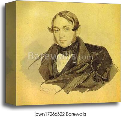 Portrait of S. A. Sobolevsky by Karl Brulloff, Canvas Print