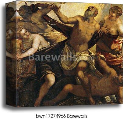 Temptation of Saint Anthony. Detail by Jacopo Robusti, Called Tintoretto, Canvas Print