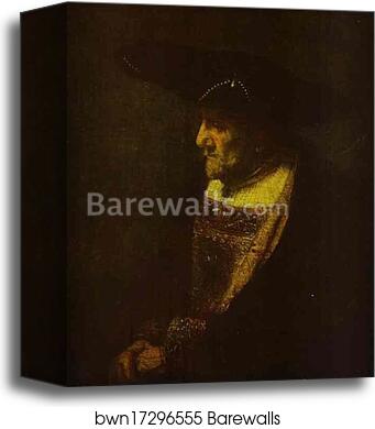 Portrait of a Man in the Hat Decorated with Pearls by Rembrandt Harmenszoon Van Rijn, Canvas Print