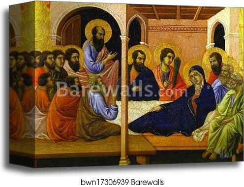 Maestà (front, crowning panels) Parting from the Apostles by Duccio Di Buoninsegna, Canvas Print