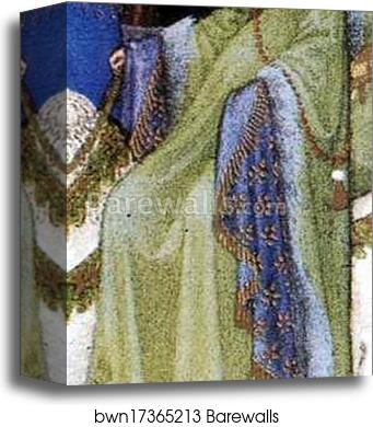 Les trÄ�s riches heures du Duc de Berry. May. Hotel de Neste, the Duke's Paris Residence. Detail by Limbourg Brothers, Canvas Print