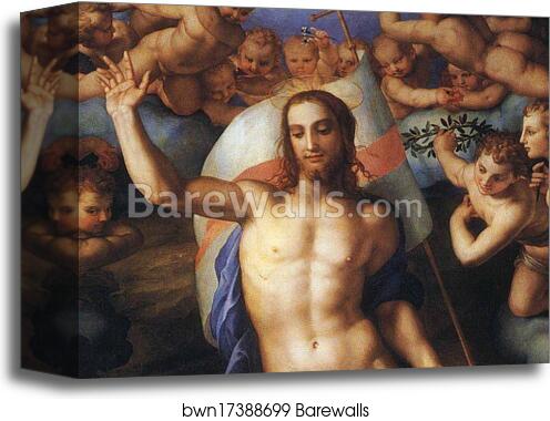 Resurrection. Detail by Agnolo Bronzino, Canvas Print