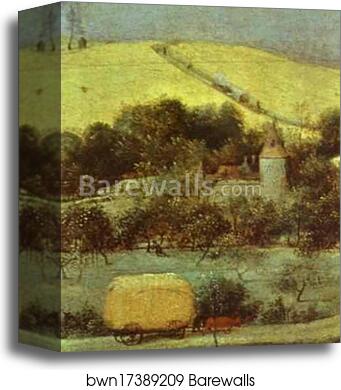 The Corn Harvest (August). Detail by Pieter Bruegel The Elder, Canvas Print