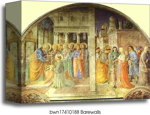 Ordination of St. Stephen by St. Peter by Fra Angelico, Canvas Print