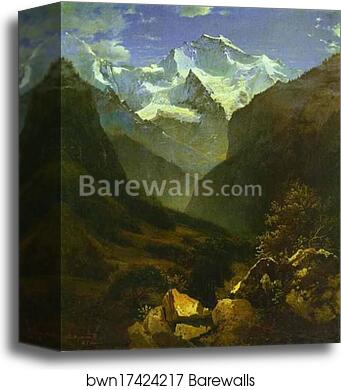 View of the Swiss Alps from Interlaken by Alexey Savrasov, Canvas Print View of the Swiss Alps from Interlaken by Alexey Savrasov, Canvas Print