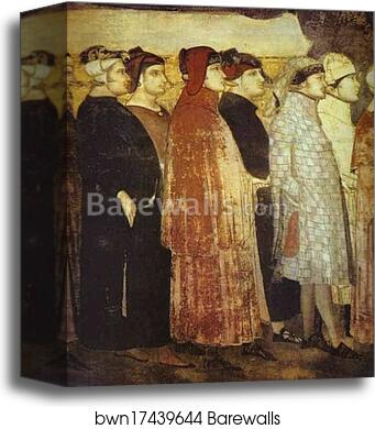 Allegory of Good Government. Detail by Ambrogio Lorenzetti, Canvas Print