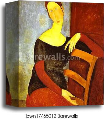 Portrait of Jeanne Hébuterne (1898 -1920), Common-Law Wife of Amedeo Modigliani by Amedeo Modigliani, Canvas Print