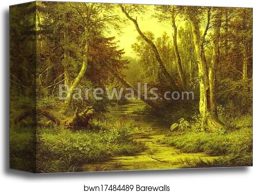 Forest Landscape with Herons by Ivan Shishkin, Canvas Print